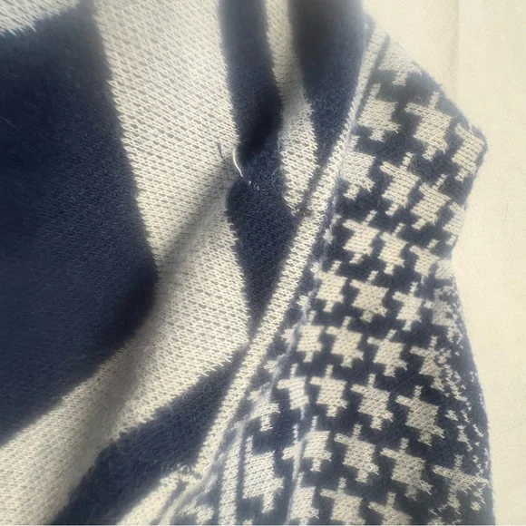 Dana Buchman Navy Cream Geometric Open Front Cardigan Small - Picture 7 of 8